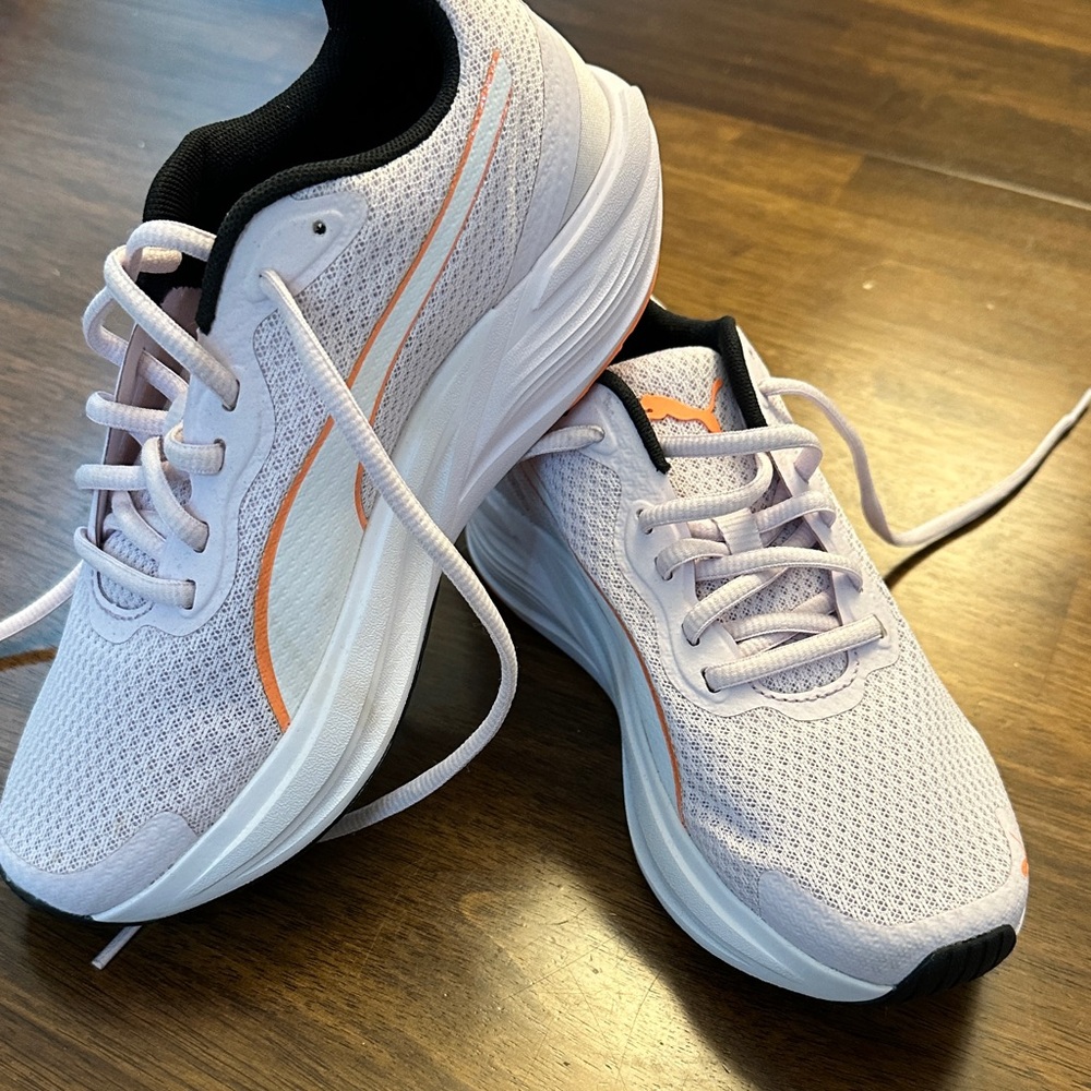 Women's White and Orange Athletic Shoes